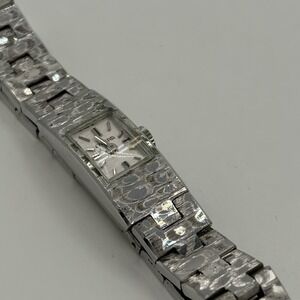 Vintage Enicar Silver Tone Textured Link Analog Manual Women Watch
